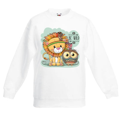 Be Wild Jungle Animals Children's Toddler Kids Sweatshirt Jumper 14-15 / White