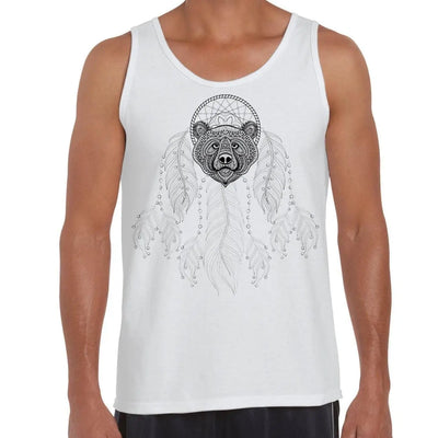 Bears Head Dream Catcher Native American Tattoo Hipster Large Print Men's Vest Tank Top XXL / White