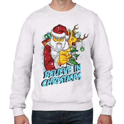 Believe In Christmas Bad Santa Claus Men's Sweater \ Jumper M