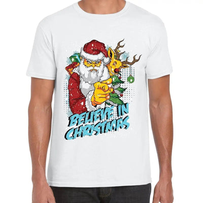 Believe In Christmas Bad Santa Claus Men's T-Shirt XL
