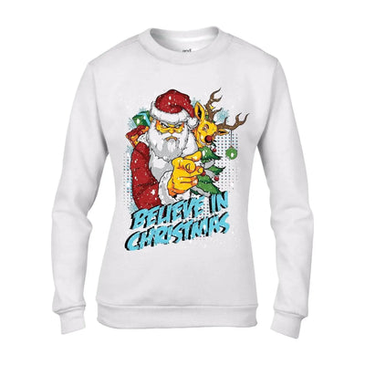 Believe In Christmas Bad Santa Claus Women's Sweater \ Jumper S