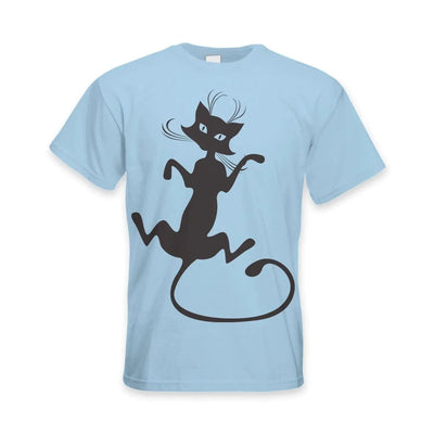 Black Cat Large Print Men's T-Shirt L / Light Blue
