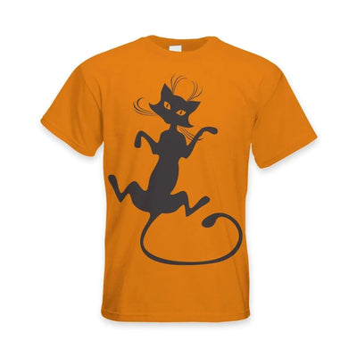 Black Cat Large Print Men's T-Shirt L / Orange
