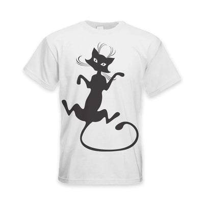 Black Cat Large Print Men's T-Shirt L / White