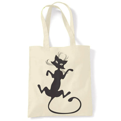 Black Cat Large Print Tote Shoulder Shopping Bag