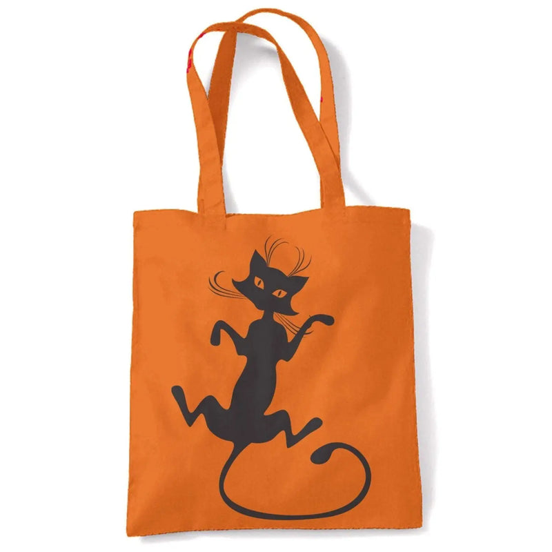 Black Cat Large Print Tote Shoulder Shopping Bag