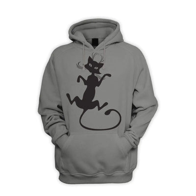 Black Cat Men's Pouch Pocket Hoodie Hooded Sweatshirt L / Charcoal Grey