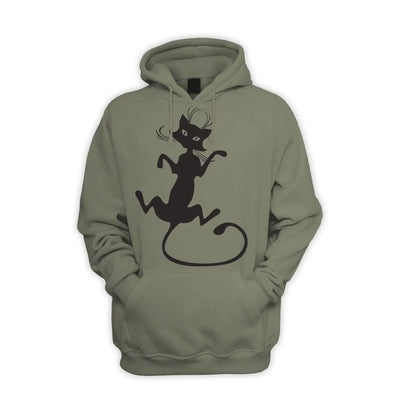 Black Cat Men's Pouch Pocket Hoodie Hooded Sweatshirt L / Khaki
