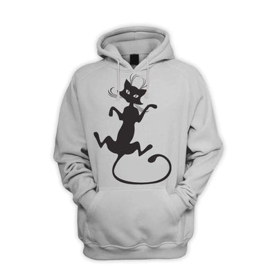 Black Cat Men's Pouch Pocket Hoodie Hooded Sweatshirt L / Light Grey