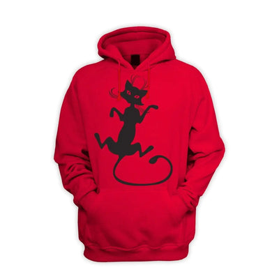 Black Cat Men's Pouch Pocket Hoodie Hooded Sweatshirt L / Red