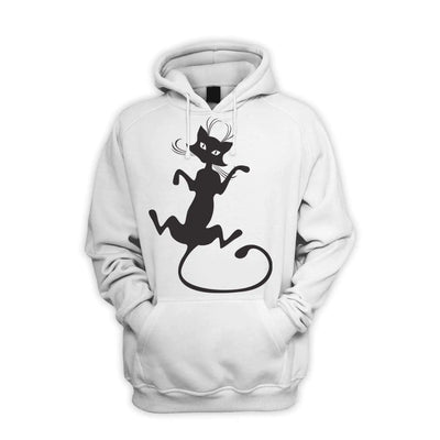 Black Cat Men's Pouch Pocket Hoodie Hooded Sweatshirt L / White