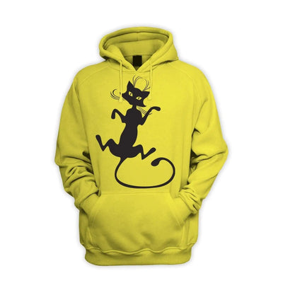 Black Cat Men's Pouch Pocket Hoodie Hooded Sweatshirt L / Yellow