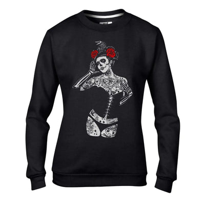 Black Crow Sugar Skull Burlesque Women's Sweatshirt Jumper XL