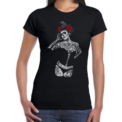 Black Crow Sugar Skull Girl Women's T-Shirt L