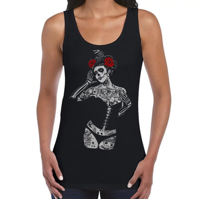Black Crow Sugar Skull Girl Women's Tank Vest Top XXL
