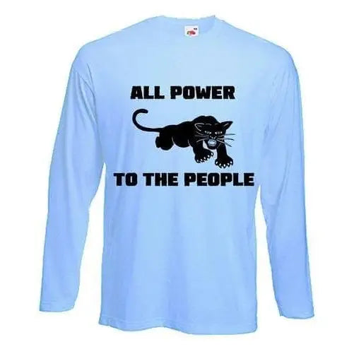 Black Panther Power To The People Long Sleeve T-Shirt M / Light Blue