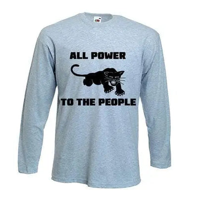 Black Panther Power To The People Long Sleeve T-Shirt M / Light Grey