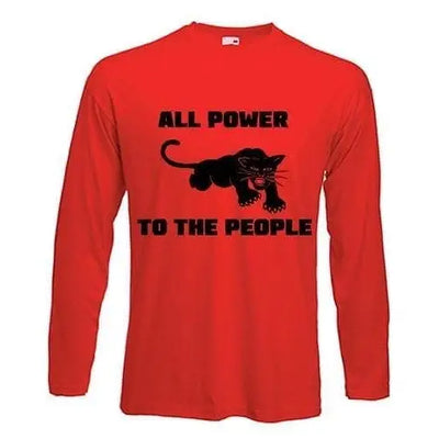 Black Panther Power To The People Long Sleeve T-Shirt M / Red