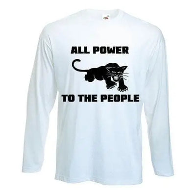 Black Panther Power To The People Long Sleeve T-Shirt M / White