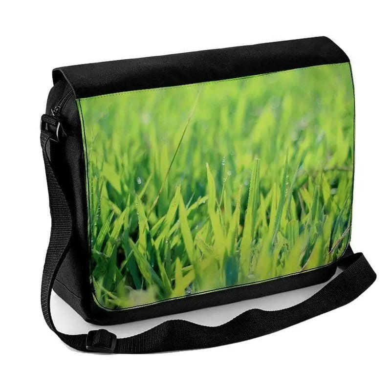Blades of Grass with Dew Laptop Messenger Bag