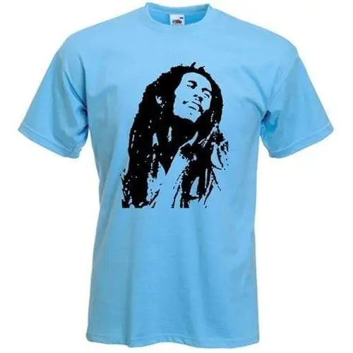 Bob Marley Dreads Mens T-Shirt Light Blue / XXL