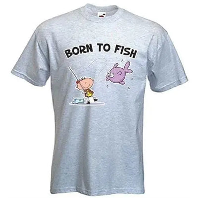 Born To Fish Mens T-Shirt M / Light Grey