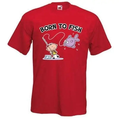 Born To Fish Mens T-Shirt M / Red