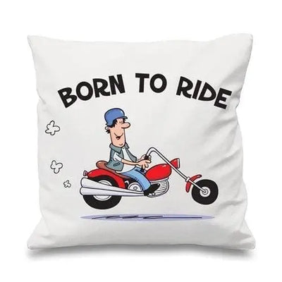 Born To Ride Biker Cushion White