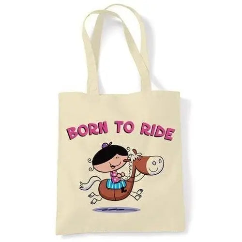Born To Ride Horses Shoulder Bag Cream