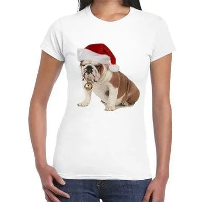 British Bulldog Santa Women's Christmas T-Shirt