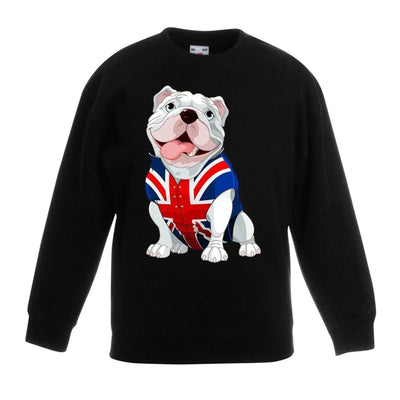 British Bulldog Union Jack Waistcoat Children's Toddler Kids Sweatshirt Jumper 5-6 / Black