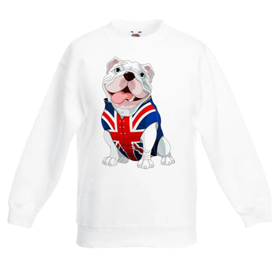 British Bulldog Union Jack Waistcoat Children's Toddler Kids Sweatshirt Jumper 5-6 / White