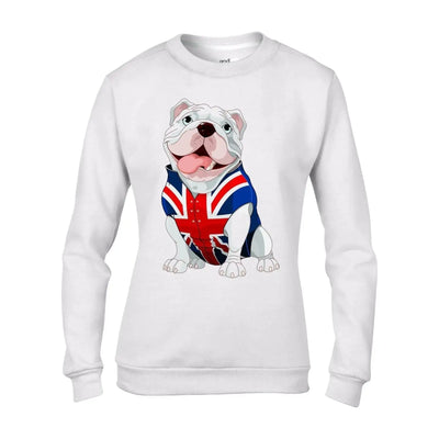 British Bulldog Union Jack Waistcoat Women's Sweatshirt Jumper XL / White