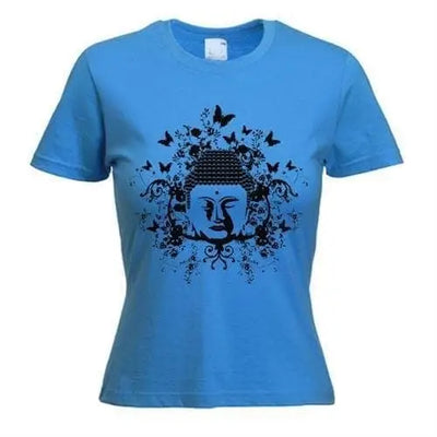 Buddha Butterflies Womens T-Shirt L / Light Blue