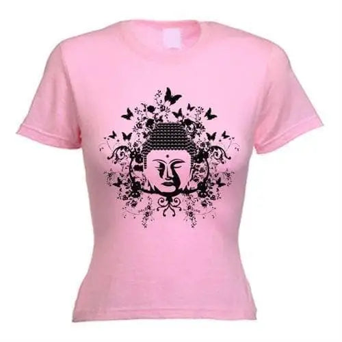 Buddha Butterflies Womens T-Shirt L / Light Pink