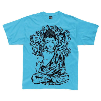 Buddha Design Large Print Kids Children's T-Shirt 5-6 / Sapphire Blue