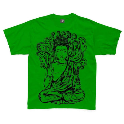 Buddha Design Large Print Kids Children's T-Shirt 5-6 / Kelly Green