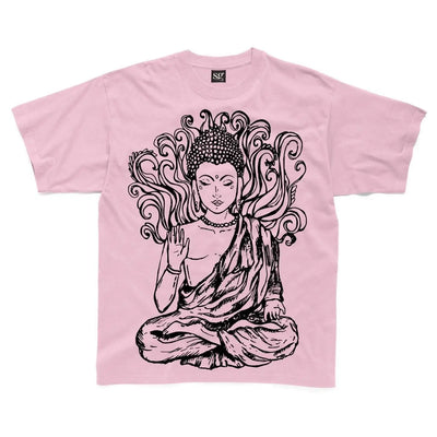 Buddha Design Large Print Kids Children's T-Shirt 5-6 / Pink