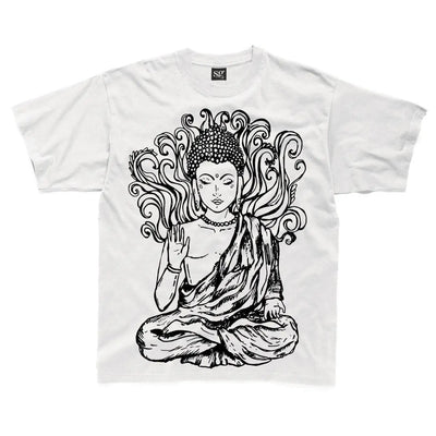 Buddha Design Large Print Kids Children's T-Shirt 5-6 / White