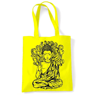 Buddha Design Large Print Tote Shoulder Shopping Bag