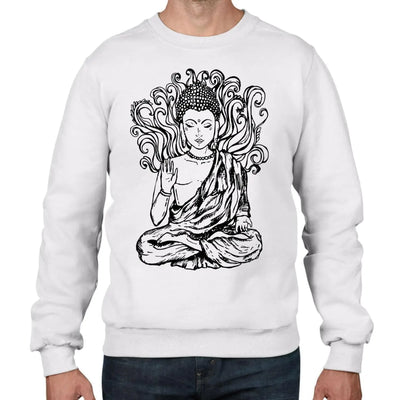 Buddha Large Print Men's Sweatshirt Jumper S / White