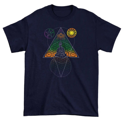 Buddha Third Eye Psychedelic Hipster Men's T-Shirt M / Navy Blue