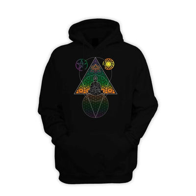 Buddha Third Eye Psychedelic Hipster Pouch Pocket Pull Over Hoodie XXL / Black