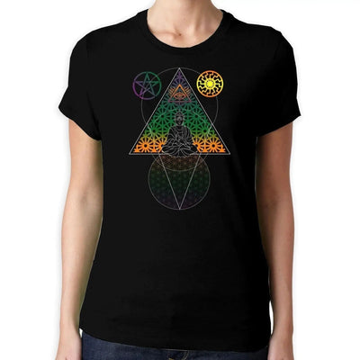 Buddha Third Eye Psychedelic Hipster Women's T-Shirt XL / Black