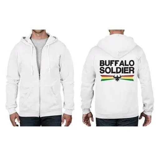 Buffalo Soldier Reggae Full Zip Hoodie XL / White