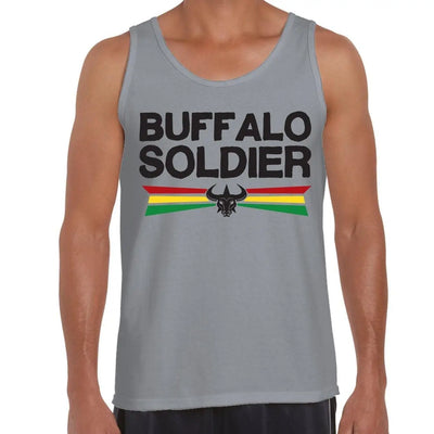 Buffalo Soldier Reggae Men's Tank Vest Top L / Light Grey