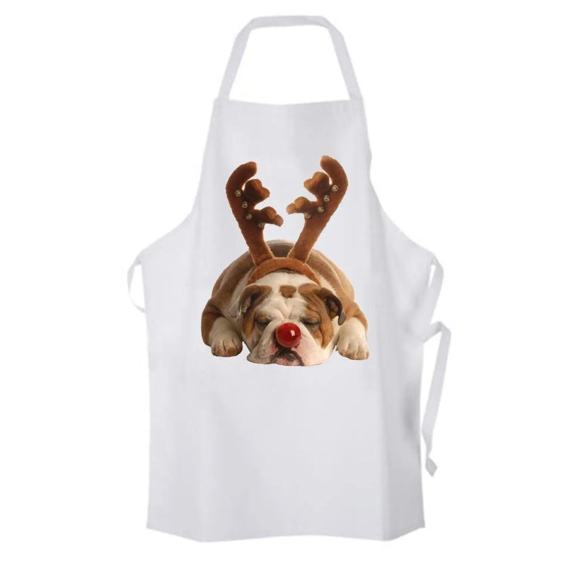 Bulldog Rudolph Reindeer Cute Christmas Chef&
