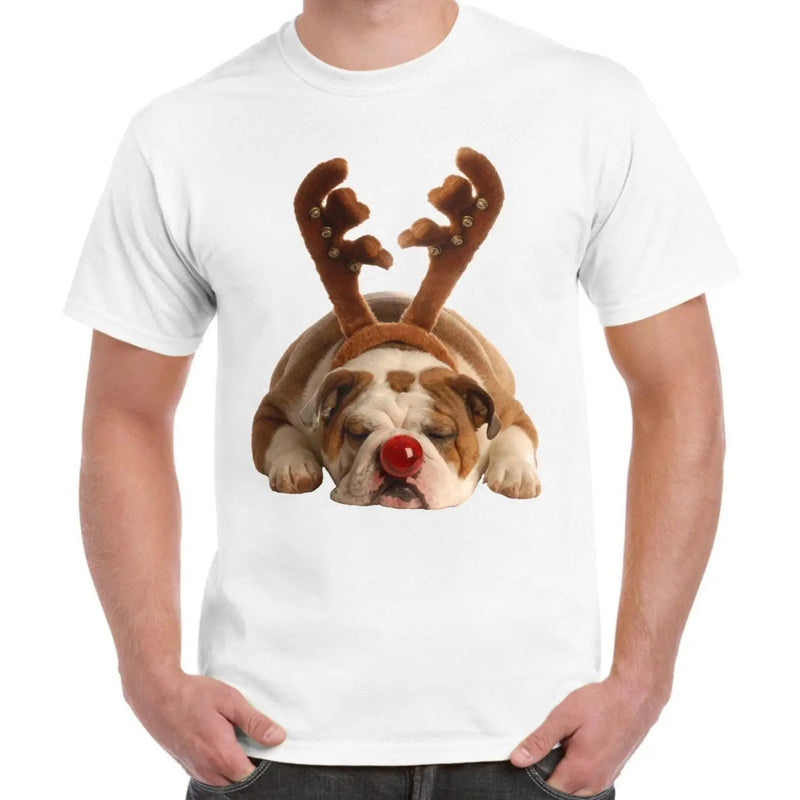 Bulldog Rudolph Reindeer Cute Christmas Men&