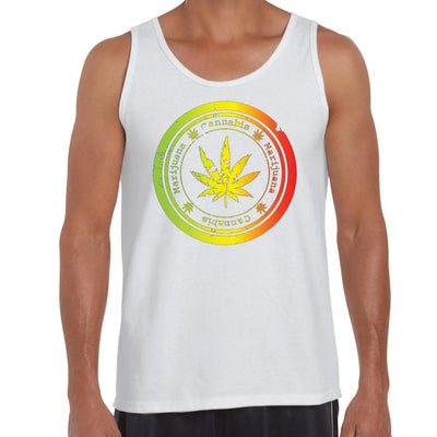 Cannabis Leaf Men's Tank Vest Top L / White