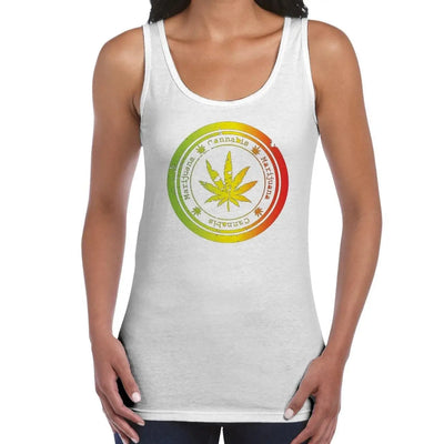 Cannabis Leaf Women's Tank Vest Top S / White